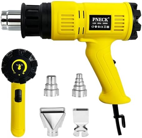 Heat Gun 2000W, 140°F-1202°F Variable Temperature with 2 Speeds, Fast Heating Heavy Duty Hot Air Gun Kit with 4 Nozzles for Crafts, Shrinking PVC, Stripping Paint