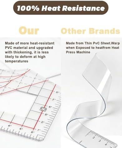 T Shirt Ruler Guide for Heat Press & Vinyl, Transparent PVC Shirt Measurement Tool to Center Designs on HTV & Sublimation Blanks, Craft Sewing Supplies and Accessories