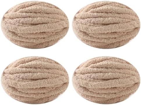 Chunky Yarn for Hand Knitting, No7 Thick Yarn, 250Grams 32Yards, Pack of 4, Perfect for Knitters and Crafters (Milk Tea Color)