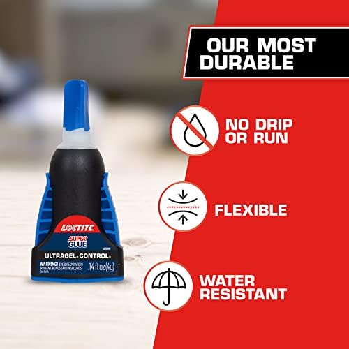 Loctite Super Glue Ultra Gel Control, Clear, 0.14 fl oz Bottle, 2 Pack - Superglue for Plastic, Wood, Metal, Crafts & Repair, Cyanoacrylate Adhesive Instant Glue, Quick Dry