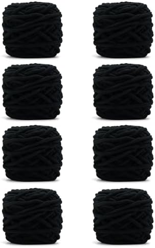 Black Chunky Chenille Yarn, #6 Super Bulky, 28 oz/576 Yards