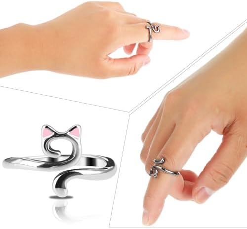 YUXIANLB Knitting Crochet Loop Ring for Fingers Metal Open Yarn Guide Crochet Rings Adjustable Braided Faster Knitting Thimbles Holders Accessories (2Black, 2Silver with Pink)