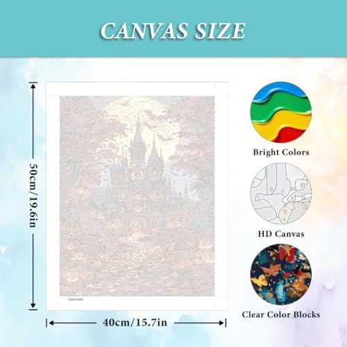 Tabszca Halloween Castle Paint by Numbers Kit for Adults 16 X 20 Inch