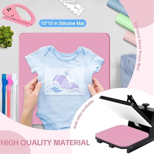 67 Pcs Sublimation Shirts Tool Kits for Vinyl Alignment,Heat Press Mat Pad Silicone,T-Shirt Rulers Guide and Teflon Sheet for Cricut Heat Press HTV Vinyl Center Designs,Craft Sewing Accessories