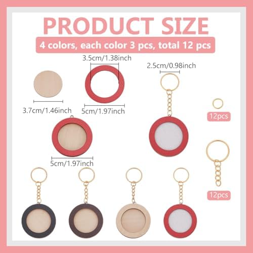 FREEBLOSS 12 Pcs Mini Embroidery Frame Keychain Wooden Frame Keychain Handmade Embroidered Keychains