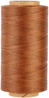 Thin Wax Polyester Thread, 0.45mm, 547 Yards, 3 Ply Round Waxed Cord Strings for Sewing, Beading, Binding, Micro Braiding, Fine Leather Craft and Micro Macrame Jewelry - Brown