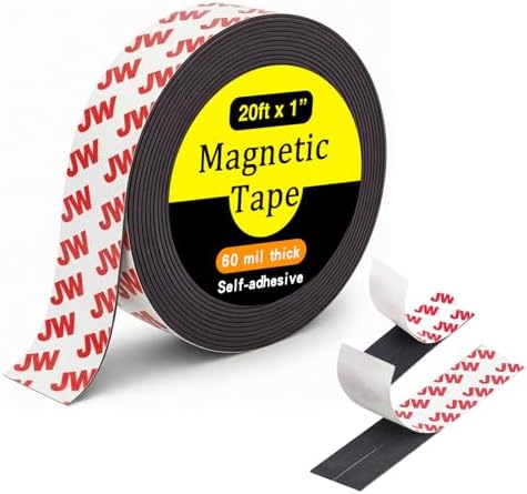 Magnetic Tape with Adhesive Backing, 20 Feet x 1 Inch, Flexible