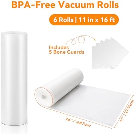 Wevac Vacuum Sealer Bags for Food 11x16 6 Rolls, Fit Food Saver Machines