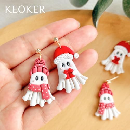 Keoker Christmas Theme Ghost Clay Cutters for Polymer Clay Jewelry, Halloween Polymer Clay Cutters Ghost, Christmas Clay Earring Cutter