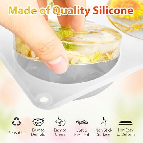 6 Cavity Deep Coaster Mold for Epoxy Resin, Flower Preserve | Thickened 0.78" Deep, Smooth Non-Stick Interior, for Dried Flowers & DIY Crafts, for UV Resin