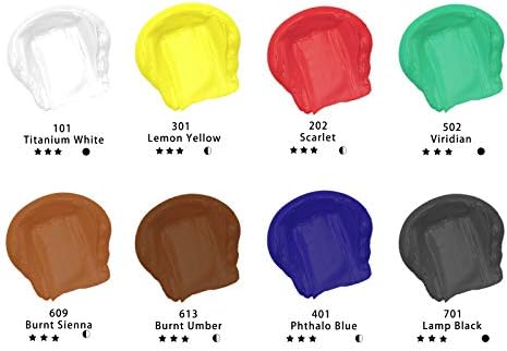 Artecho 8 Colors Acrylic Paint 120ml /4.05oz Tube | Semi Glossy Finish, High Pigment Rich Color Craft Paint for Canvas, Rocks, Wood, Fabric, Ceramic, Non-Toxic