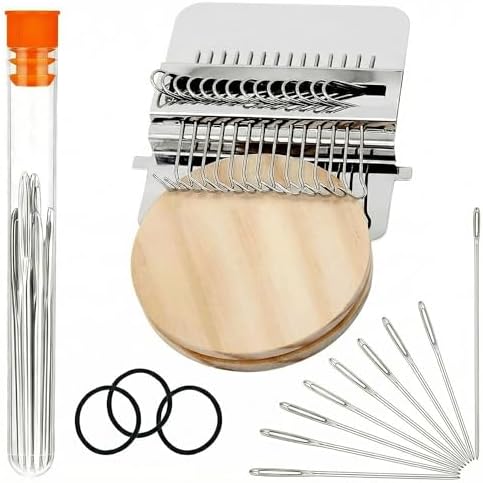 Knit kit Patch Loom, Portable Darning Loom for Beginners, Knit Kit Patch Kit for Holes Repair on Socks, Clothes & Jeans, Patchwork Weaving Tool Set for Quickly Sewing Repair