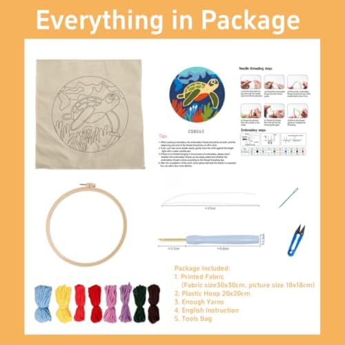 Punch Needle Kits for Beginners Beach and Starfish Sea Shells 20x20cm-3