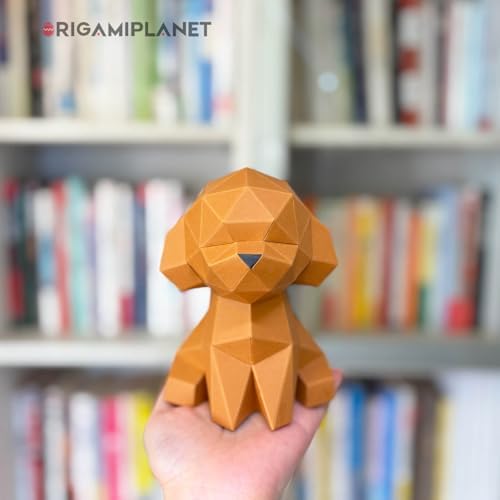 Teddy 3D Origami Paper Craft Kit, Easy DIY Pre-Cut Puppies Paper Sculpture Model for Adults, Cute Animal Handmade Home Decor Papercraft Gift Set for Beginners