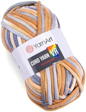 YarnArt Cord Rainbow Yarn - Cotton Polyester Crocheting and Knitting Yarn - Home Decoration Yarn for Baskets, Doormats, Rugs, Supla, Cushions, Blankets, Bags,Super Bulky #6, (1 Skein) (918)