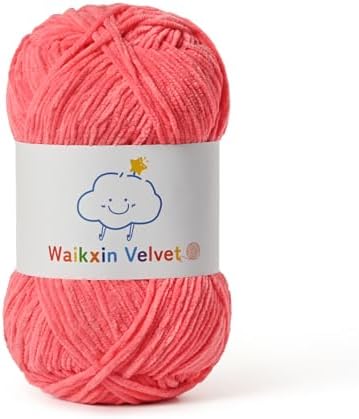 Fluffy Chenille Yarn for Crocheting，Baby Yarn for Crocheting Soft，50g/1.76oz Velvet Amigurumi Yarn ，Fingering Weight Yarns for Crocheting Baby Blankets、DIY Craft.(Watermelon Red)
