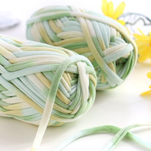iSuperb 4 Pack Knitting Yarn Colorful Cloth T-Shirt Yarn Fabric Crochet Cloth for DIY Knitted Art Basket Bag - 400g