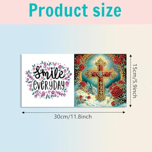 Diamond Art Cards with Envelopes–6PCS DIY Diamond Painting Greeting Cards Kit | Card Making Kit with Bling for Adults & Beginners | Birthday,Holiday & Thank You Cards (Flower and Cross)