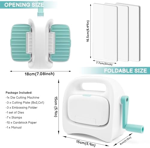 Portable Mini Die Cutting Machine,3 inch Opening,Manual Foldable Die Cut and Embossing Machine Including Accessories for Children,Starters Scrapbooking,Cardmaking,Paper Craft