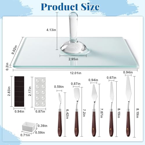 Nuanchu 109 Pcs Paint Muller Glass Slab Set,2.95'' in Dia,Long Handle
