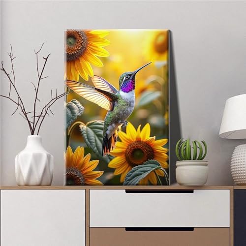 JOOZ Framed Paint by Numbers Kit for Adults, Hummingbird, 8x12 Inch