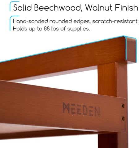 MEEDEN Rolling Art Supply Cart: Solid Beech Wood 3-Tier Storage Trolley