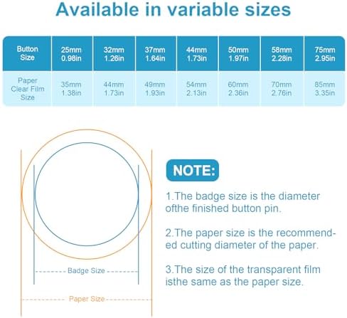 KUNTAERY 200Set 1.26 Inch Button Maker Supplies, 32mm Button Supplies Parts, Approx. 1.25 Inch Metal Blank Badge Parts with Blank Paper for Maker Machine Pin Maker Press