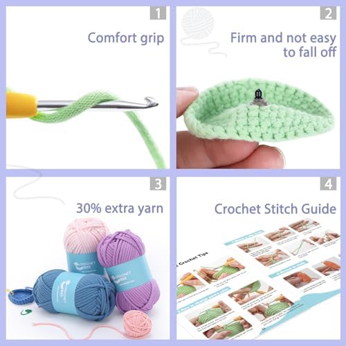 Crochet Kit for Beginners: Elephant Crochet Kit for Adults, Include Easy to Use Yarn, Step-by-Step Video, Patterns, Learn to Crochet, Thanksgiving, Christmas, Birthday Gift