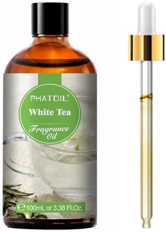 PHATOIL White Tea Fragrance Oil for Diffuser Aromatherapy 3.38FL.OZ | Long Lasting Scented Oils For Humidifier, Air Freshener, DIY Soap Candle, Scent Project Making, Aroma Oil for Home Freshening