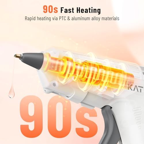 Katerk 3.7V Cordless Hot Glue Gun Kit with 15 Glue Sticks, 90s Fast Heating