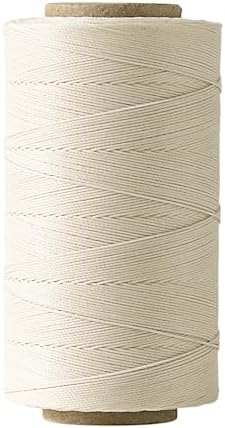 Bonded Waxed Polyester Thread for Leather Sewing, 0.55mm, 440 Yards, Off-White, 3-Ply Wax Cord for Stitching, Bookbinding, Upholstery, Beading, Crafting, Macrame Jewelry and Bracelet Making