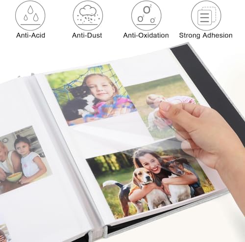 Zesthouse Photo Album Self Adhesive Pages, 60 Pages Magnetic Scrapbook Albums with Sticky Page, Photos Album Holds 8x10 & 5X7 & 4x6 & 6x8 & 3x5, Large Picture Book Ideal Gift for Family Wedding Baby