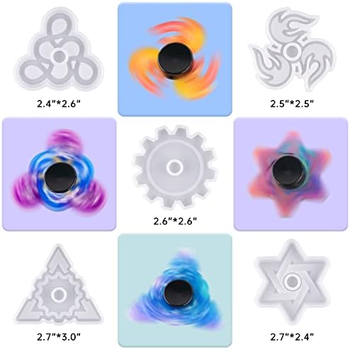 NiArt Fidget Spinner Silicone Resin Mold Kit, 5 Molds, 10 Bearings Set