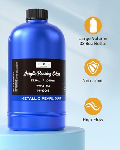 Nicpro 8 Colors 33.8 oz Large Bulk Metallic Acrylic Pouring Paint Kit