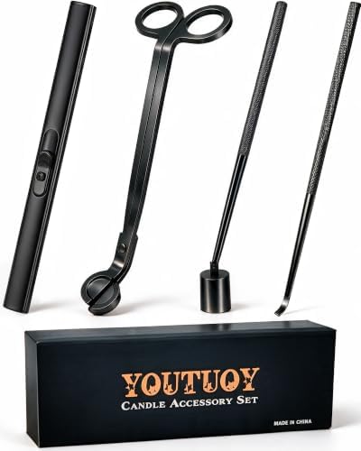 YOUTUOY 4 in 1 Candle Accessory Set, Matte Black