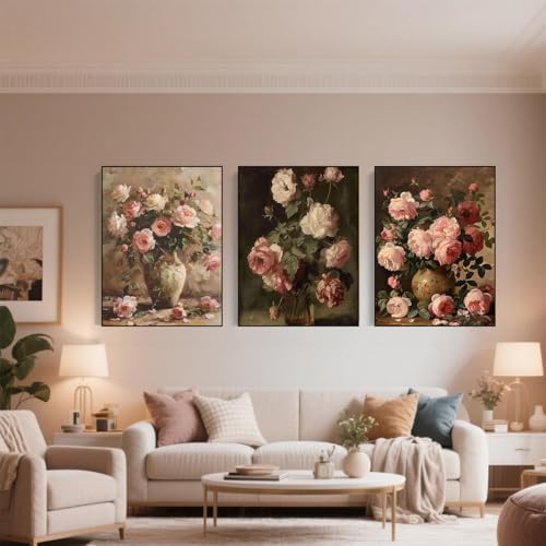 WNPOKN 3Pcs Vintage Vase Flowers Diamond Art Kits for Adults 12 x 16inch