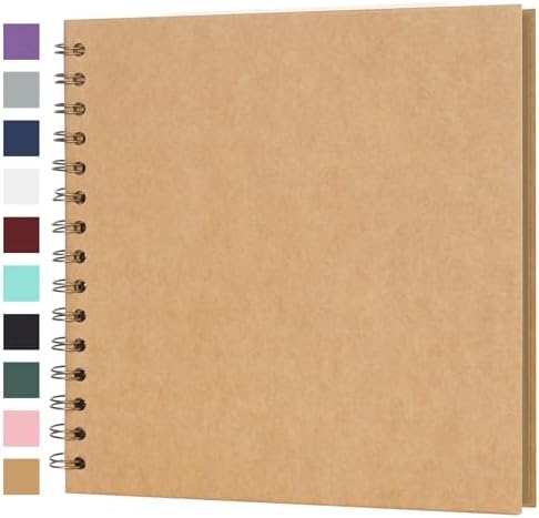 Scrapbook Album 8x8 Inches 40 Pages Hardcover Kraft Paper Brown