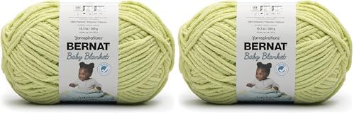 Bernat Baby Blanket BB Lemon Lime Yarn - 2 Pack of 10.5oz/300g - Polyester - #6 Super Bulky - 220 Yards - Knitting/Crochet