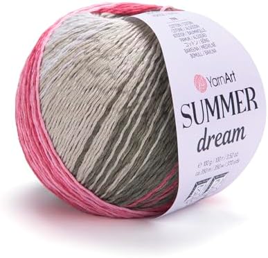 YarnArt Summer Dream Yarn 383 yd Fine Cotton Viscose, 70% Cotton 30% Viscose, Lightweight Knitting Yarn, Crochet Yarn for Summer Tops, Shawls, Cardigans, Baby Clothes & Accessories (4313, Pack of 1)