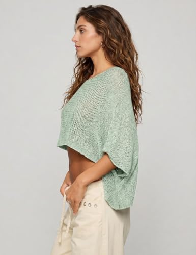 MAKABO Women's Off Shoulder Mesh Knit Cover Up Summer Beach Asymmetrical Vacation Bolero