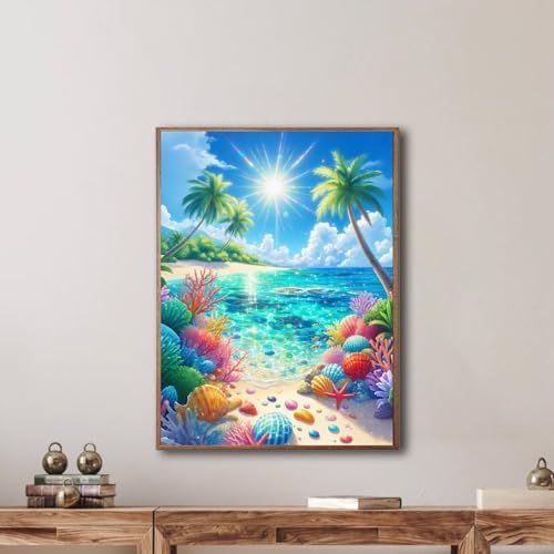 Beach Diamond Art Kits for Adults,Landscape Diamond Painting 12x16inch