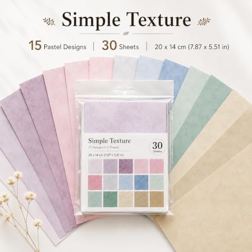 30 Sheets Simple Texture Scrapbook Paper, Aesthetic Craft Paper for Journaling, Card Making, Gift Wrapping and DIY Collage