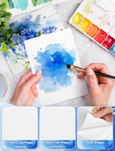 82 Sheets Watercolor Paper Bulk 9"x12", 110lb/230gsm Cold Press Thick