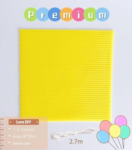 12 Colors Beeswax Sheets for Rolling Candle 8" X 8" Beeswax Sheets for Candle Making Beeswax Candle Making Kit Candle Making Kit Candle Rolling Kit DIY Candle Maker Candle Starter Kit (12Pcs)