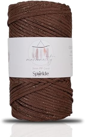 Makromecity Sparkle Polypropylene Macrame Cord 3mm x 131 Yards (394 feet) Premium Polyester Macrame Cord for Macrame Art & Crafts for Wall Hangings, Bags, Underplate, Rug