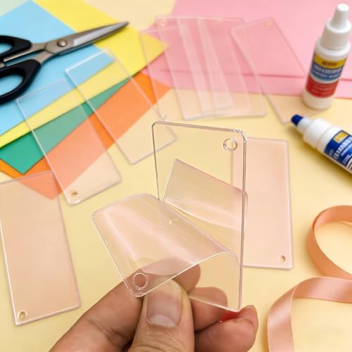 100 Pieces Rectangular Acrylic Blanks for Keychain Names Tags | Clear Keychain,Luggage Signs,Unfinished Bulk DIY Crafts Decorative Material 2mm