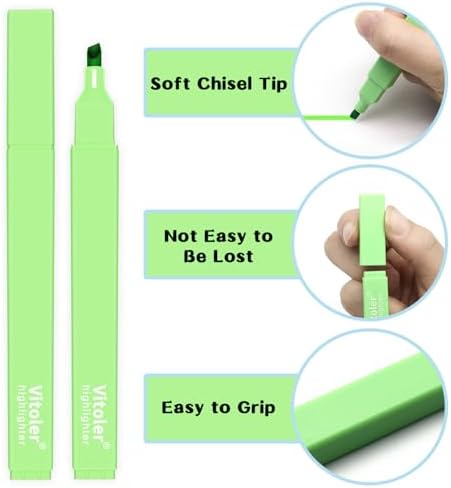 Vitoler Highlighters, Cute Assorted Colors, No Bleed Chisel Tip,10Pcs | Cute Pastel,No Bleed,Bible Study for Journaling Planner Notes School Supplie