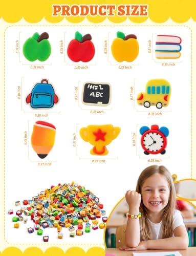 200 Pcs Back to School Polymer Clay Beads, Jewelry Making Teacher Beads