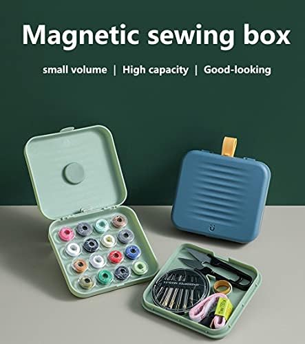 Small Sewing kit Travel Size, Mini Sewing Kits Storage-Box Gifts for Adults, Beginners DIY Easy Embroidery Thread Needle Accessories,Home and Hand Sewing Supplies, Basic Emergency Needle case (Green)