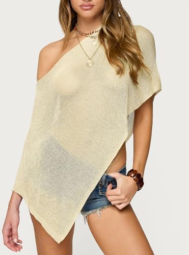 Women Knit Poncho Top Sheer Crochet Shawl Cover Up